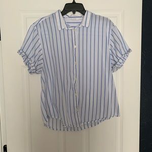 Gap roll-sleeve striped top size medium